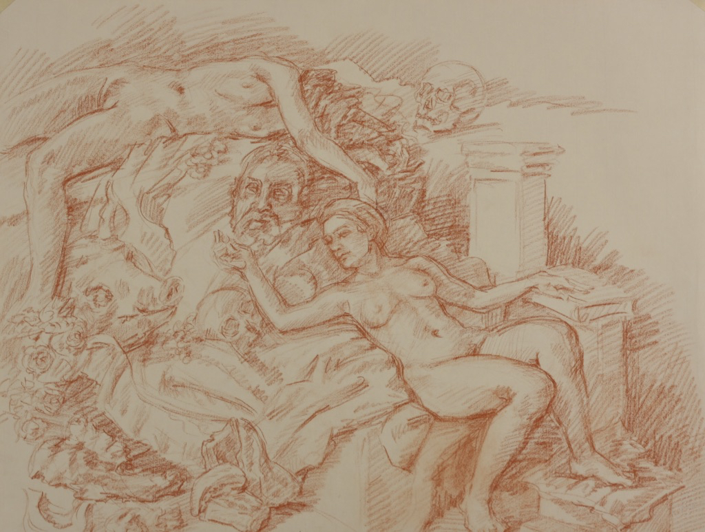Ariadne; chalk on paper, 48 x 62 cm, 2010