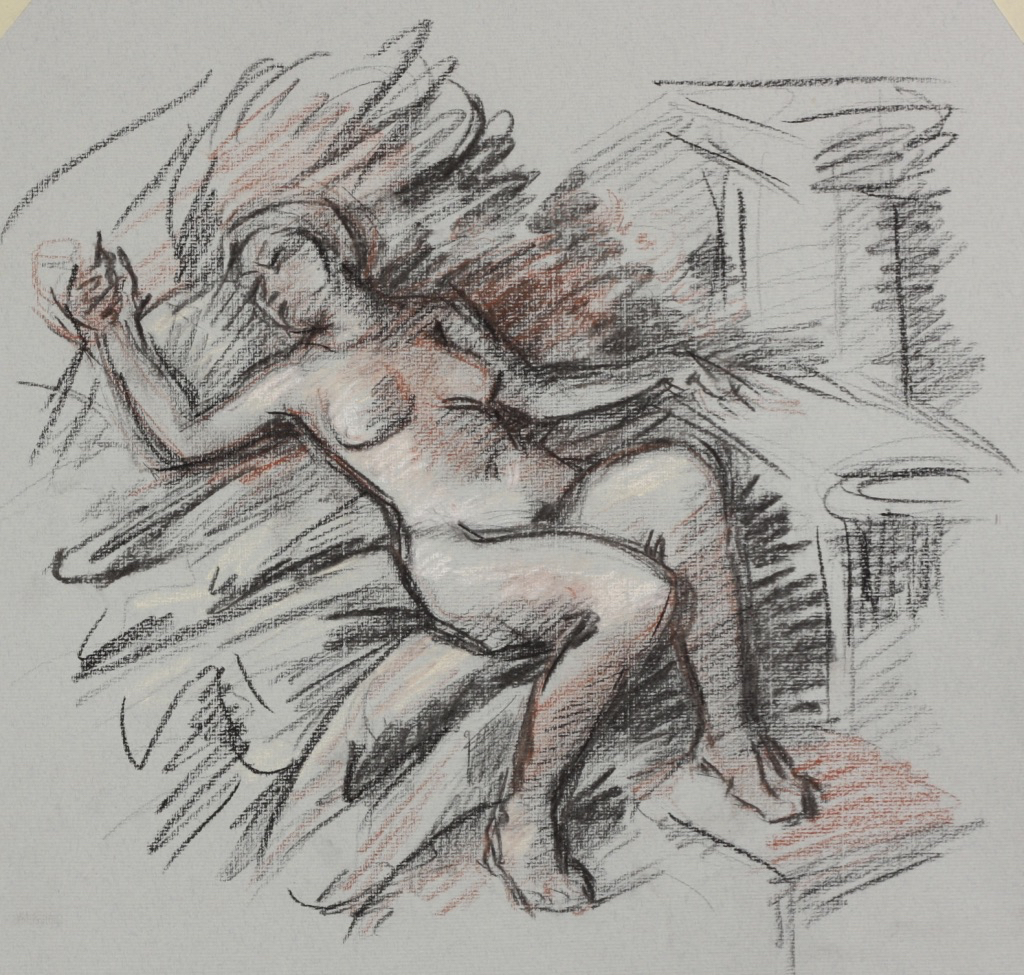 Bacchante; charcoal/chalk on paper,33 x 35 cm, 2010